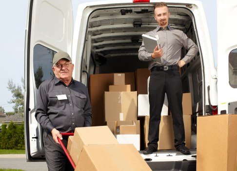 Removal van and moving boxes for a house move in Haringey