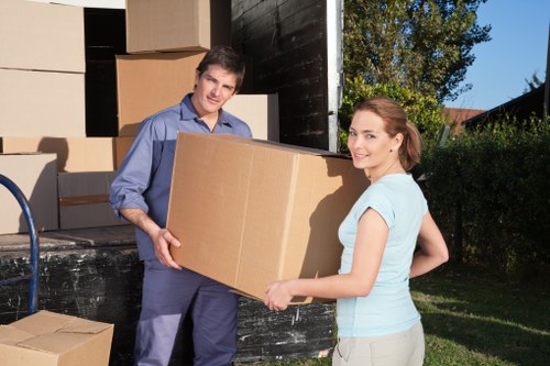 Packed boxes and furniture prepared for a Haringey removal service