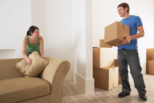 Office furniture being moved for a business relocation